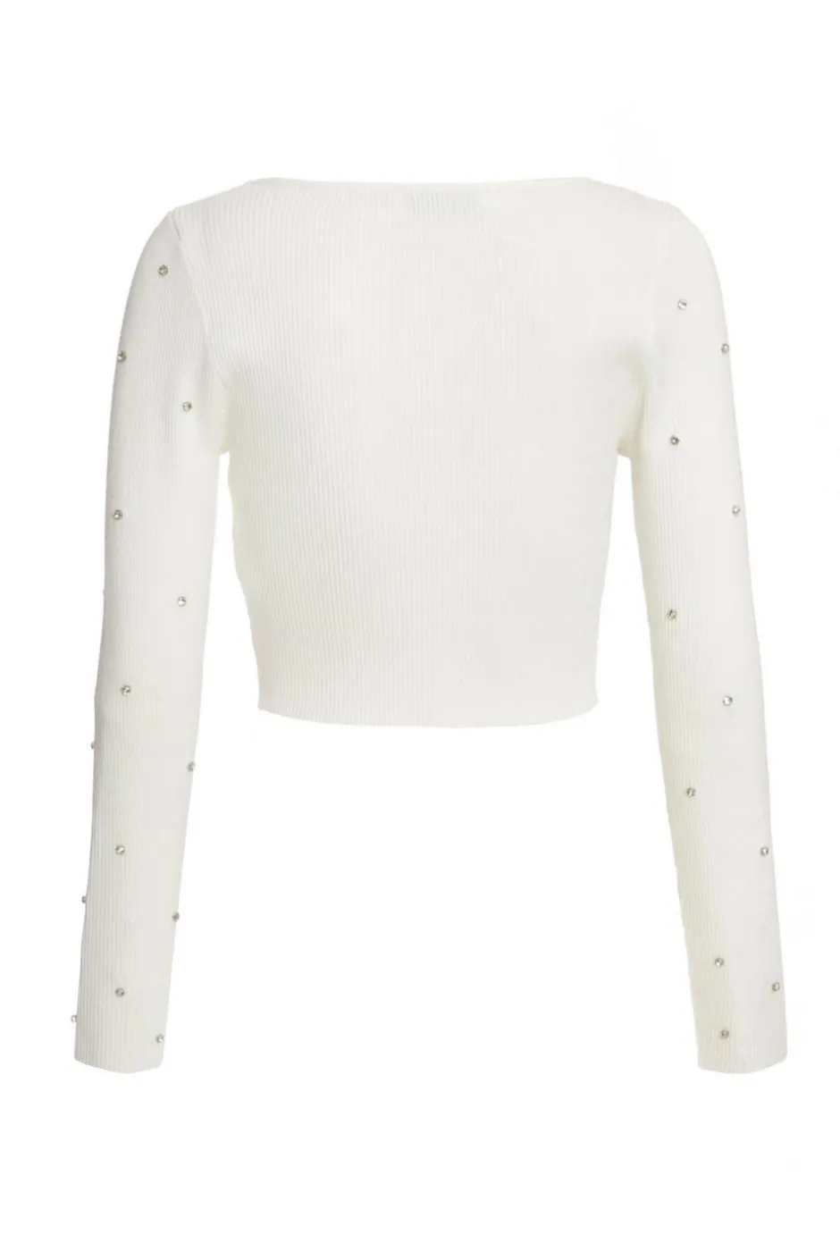 Quiz Cream Knit Diamante Cropped Jumper Discount