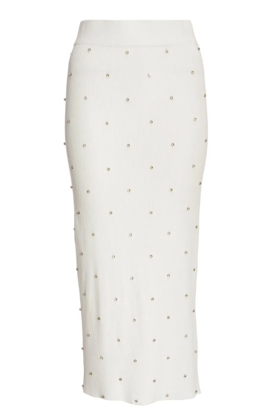 Quiz Cream Knit Diamante Midi Skirt Outlet