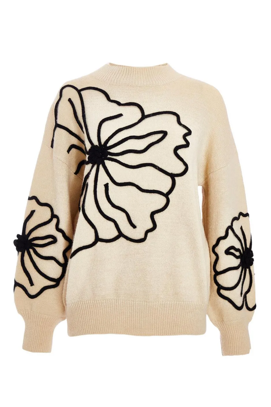 Quiz Cream Knit Floral Jumper