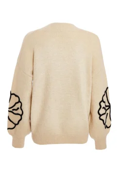 Quiz Cream Knit Floral Jumper