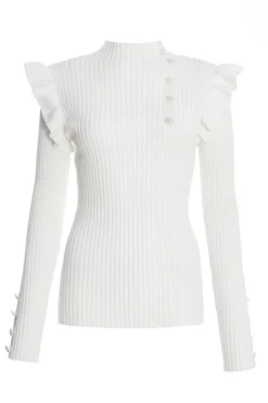 Quiz Cream Knit Frill Jumper