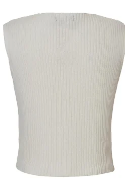 Quiz Knit Mini Bow Top Cream Hot