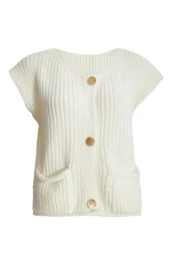 Quiz Knit Sleeveless Cardigan Cream