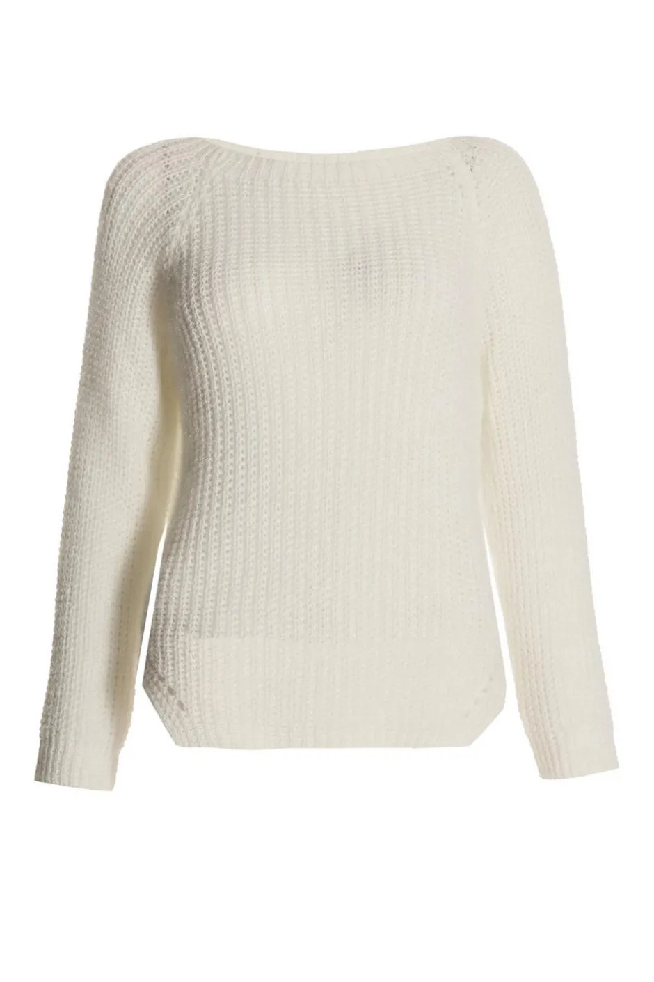 Quiz Knit Split Hem Jumper Cream Clearance