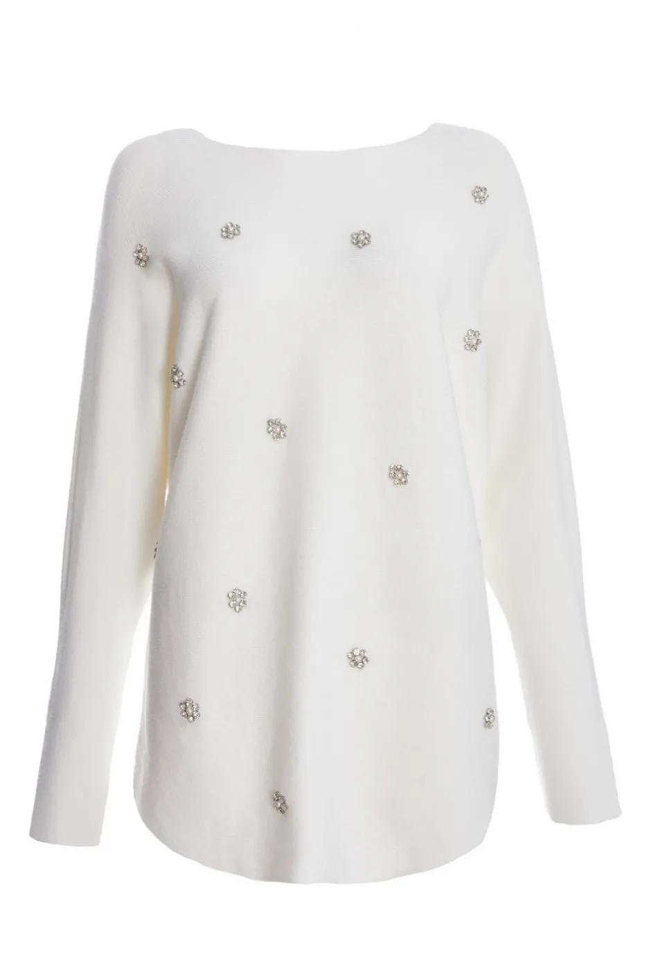 Quiz Cream Knitted Beaded Batwing Jumper New