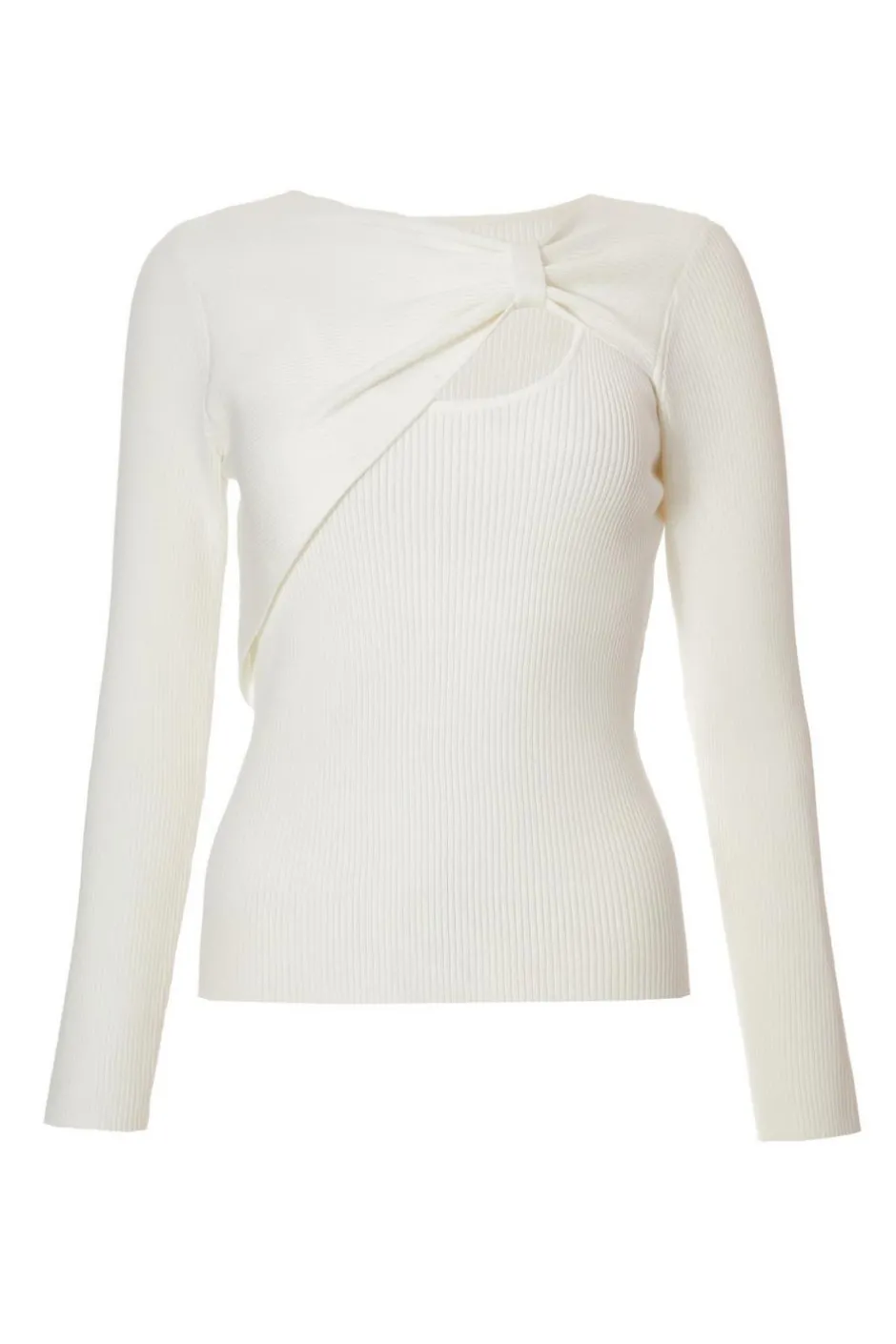 Quiz Knitted Bow Detail Top Cream Sale