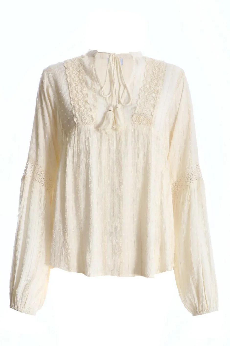 Quiz Cream Lace Tie Top Discount