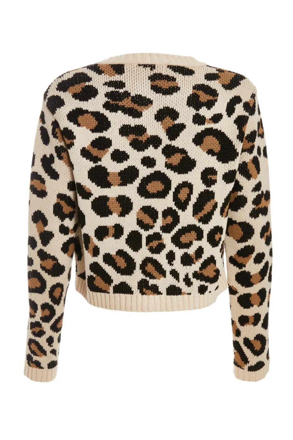 Quiz Cream Leopard Print Knit Cardigan Clearance