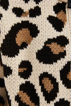 Quiz Cream Leopard Print Knit Cardigan Clearance