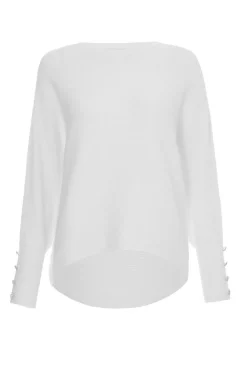 Quiz Cream Light Knit Buttoned Jumper Sale