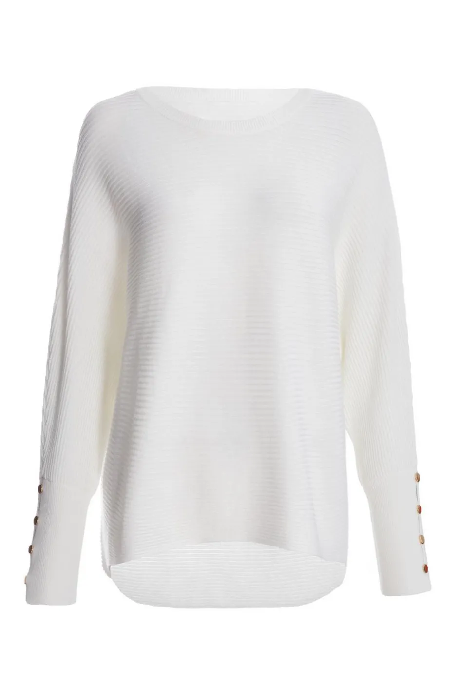 Quiz Light Knit Buttoned Jumper Cream Sale