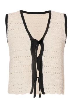 Quiz Cream Light Knit Waistcoat