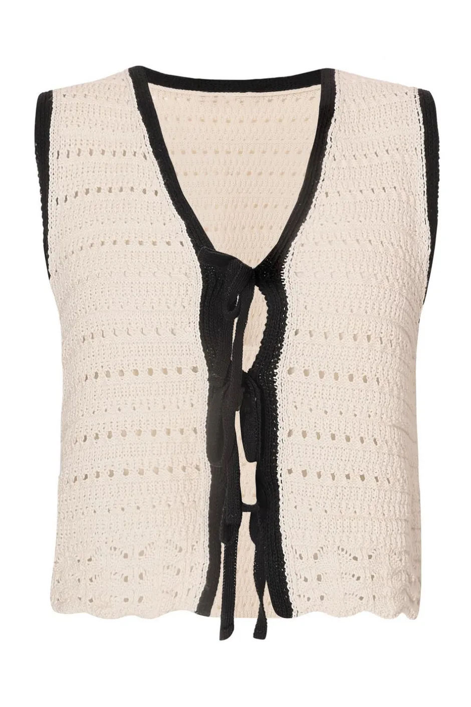 Quiz Cream Light Knit Waistcoat