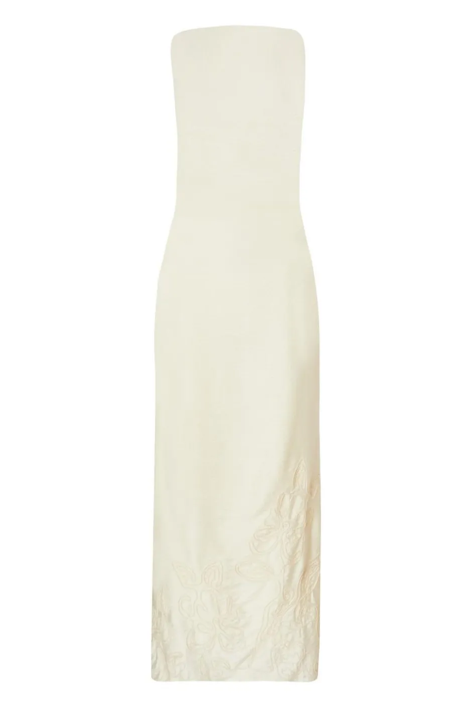 Quiz Cream Linen Embroidered Midaxi Dress Outlet