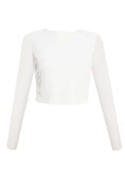 Quiz Mesh Long Sleeve Top Cream Discount