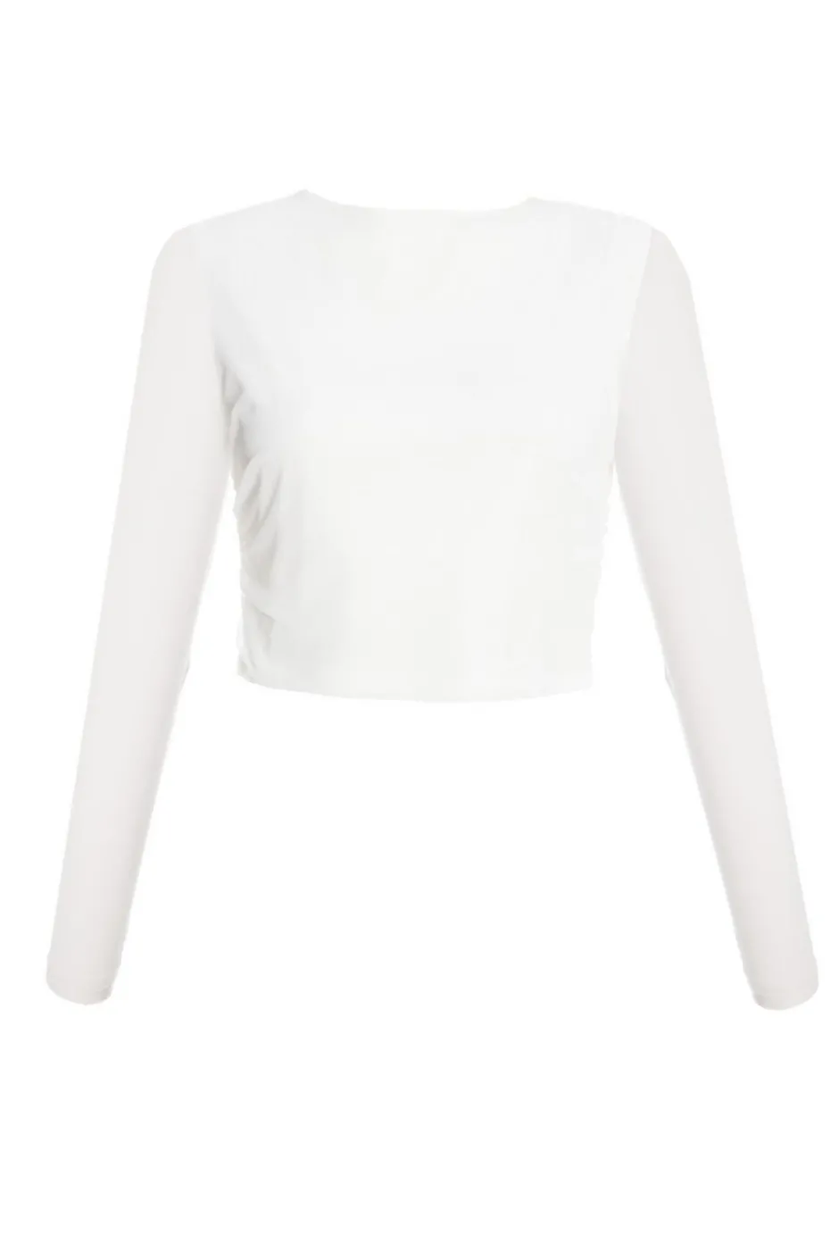 Quiz Mesh Long Sleeve Top Cream Discount