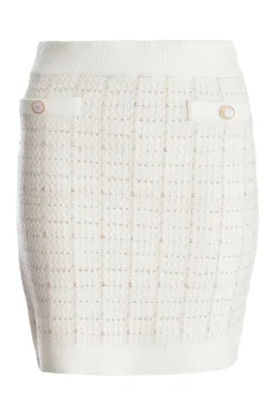 Quiz Cream Metallic Knit Skirt Online