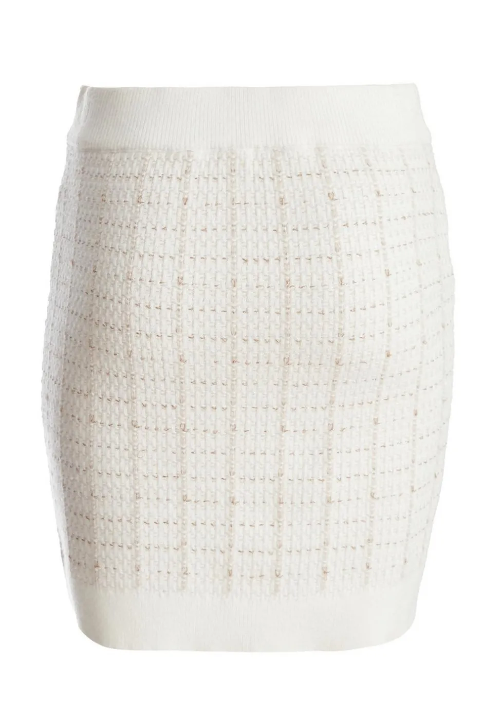Quiz Cream Metallic Knit Skirt Online