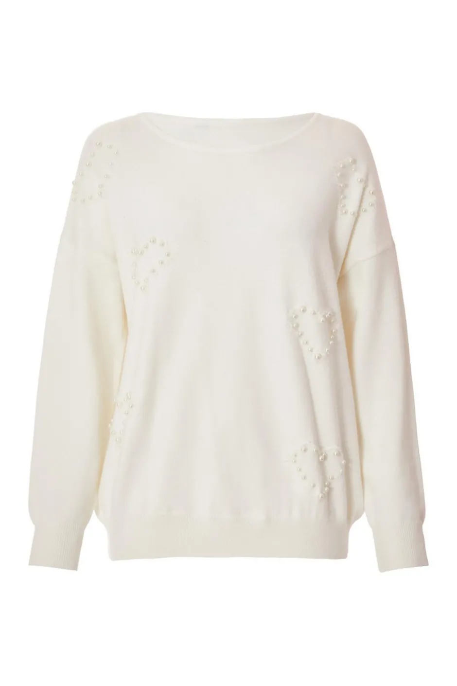 Quiz Cream Pearl Embellished Jumper