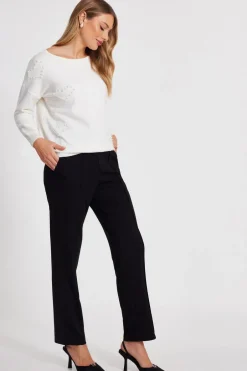 Quiz Cream Pearl Embellished Jumper