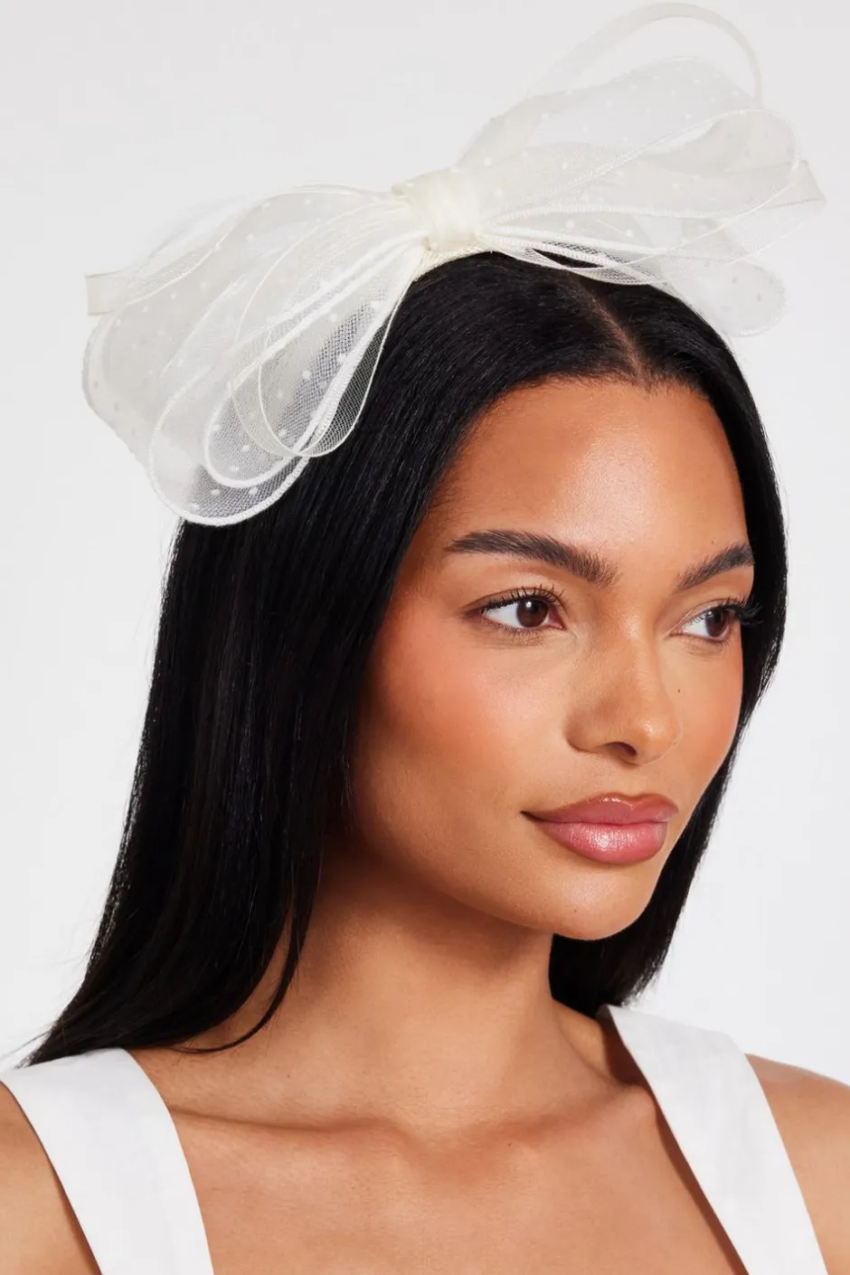 Quiz Cream Polka Dot Bow Fascinator