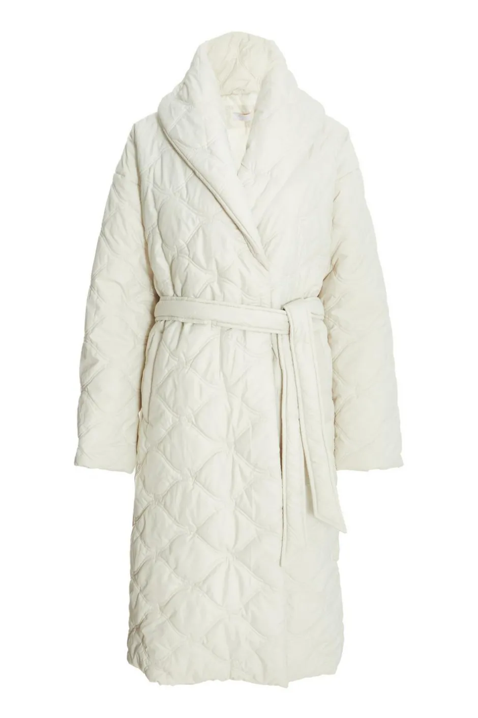Quiz Quilted Long Line Coat Cream Best