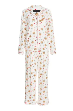 Quiz Cream Reindeer Print Long Pyjama Set Clearance