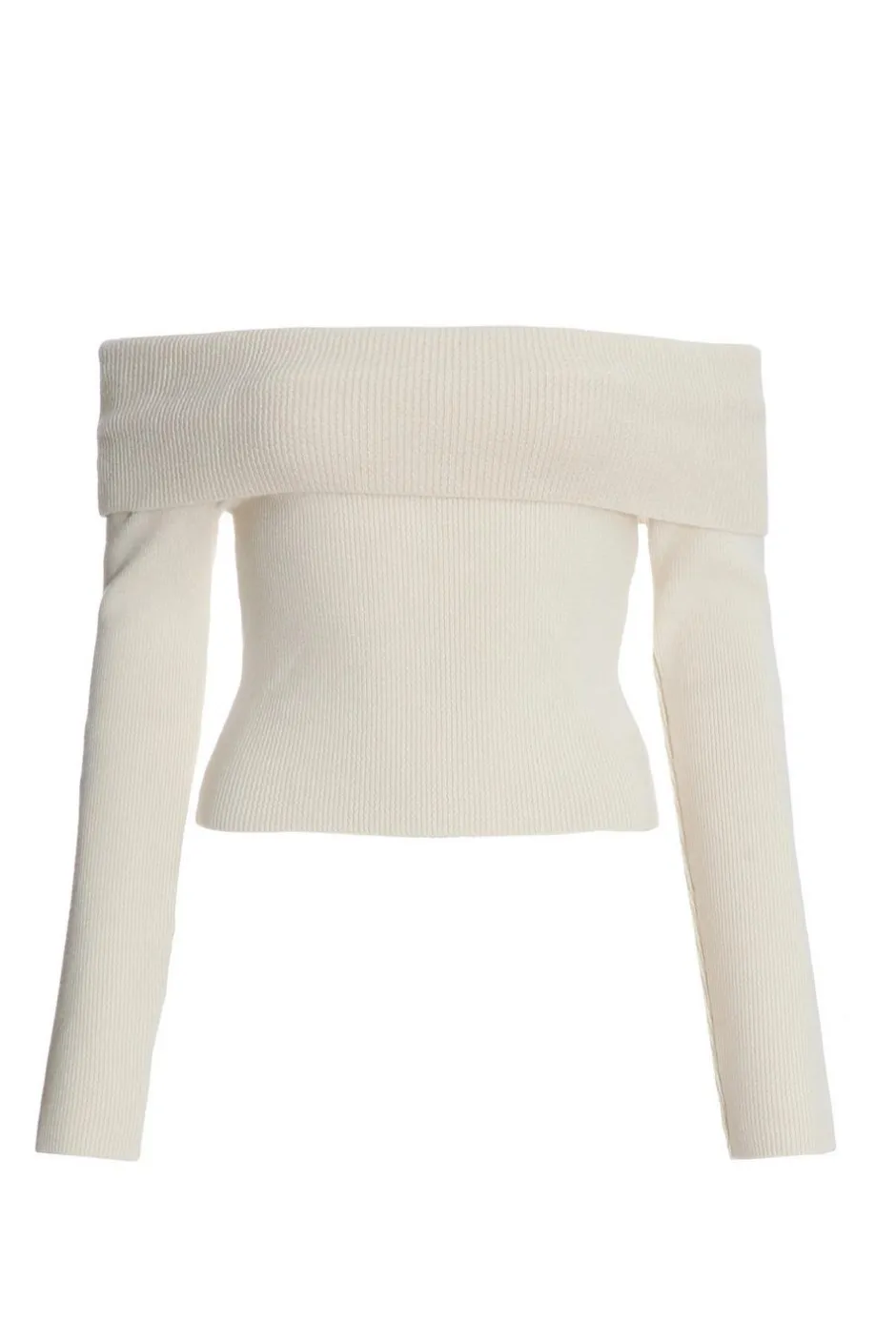 Quiz Ribbed Bardot Jumper Cream New