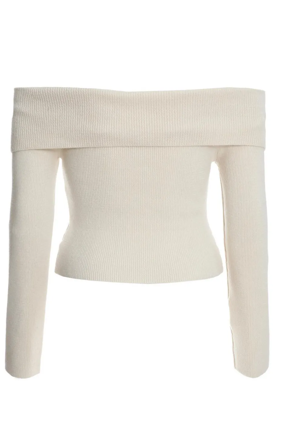 Quiz Ribbed Bardot Jumper Cream New