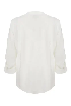 Quiz Ruched Sleeve Blazer Cream Clearance