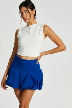 Quiz Ruched Sleeveless Crop Top Cream Hot