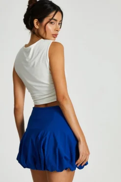 Quiz Ruched Sleeveless Crop Top Cream Hot
