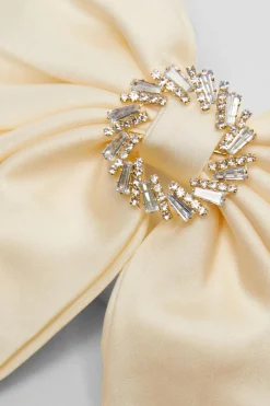 Quiz Satin Embellished Hair Bow Cream Hot