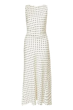 Quiz Cream Satin Polka Dot Midaxi Dress Sale