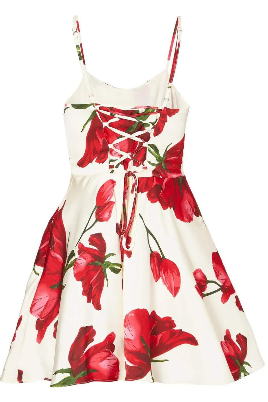 Quiz Cream Satin Rose Print Mini Dress Outlet