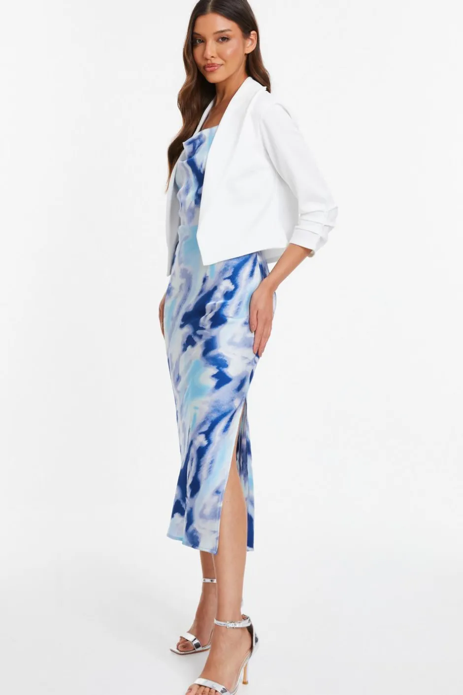 Quiz Shawl Collar Crop Jacket Cream