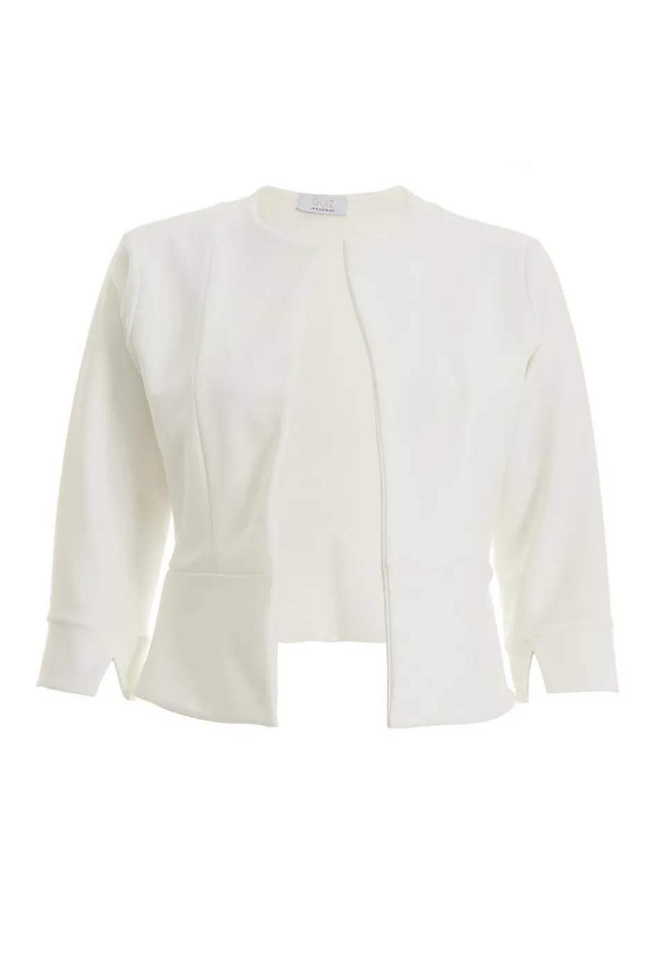 Quiz Cream Split Sleeve Crop Jacket Outlet