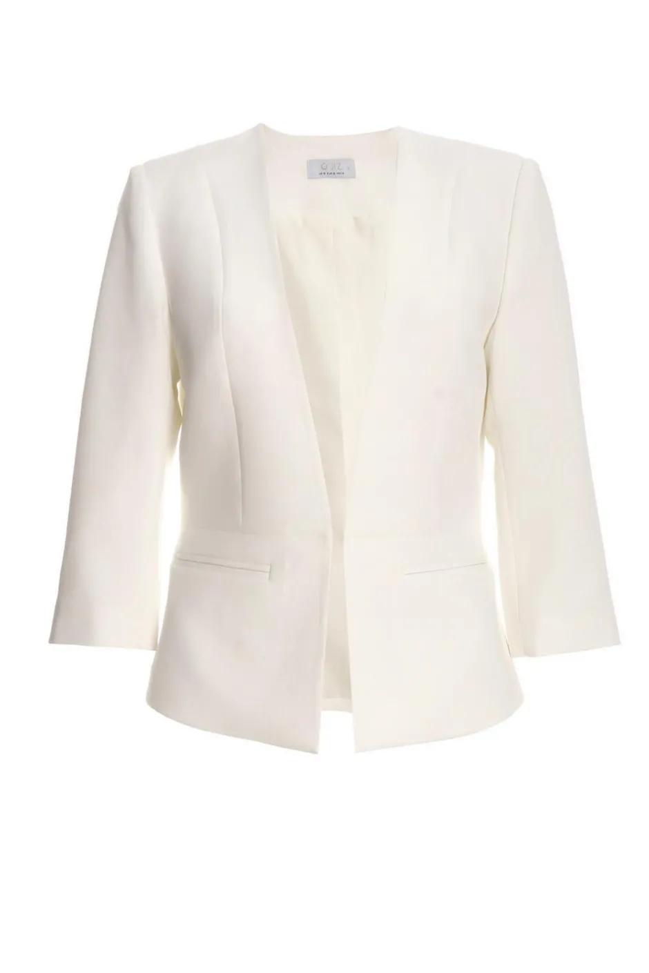 Quiz Tailored Cropped Blazer Cream Hot
