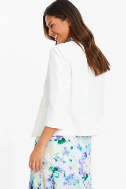 Quiz Tailored Cropped Blazer Cream Hot