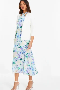 Quiz Tailored Cropped Blazer Cream Hot
