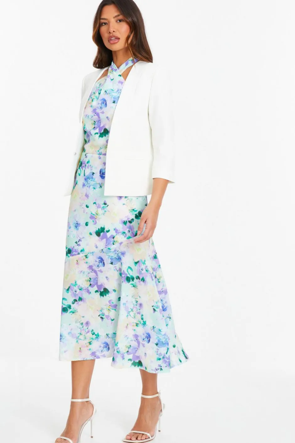 Quiz Tailored Cropped Blazer Cream Hot