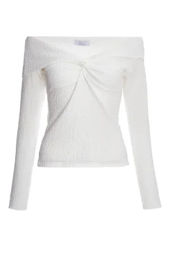 Quiz Cream Textured Bardot Top