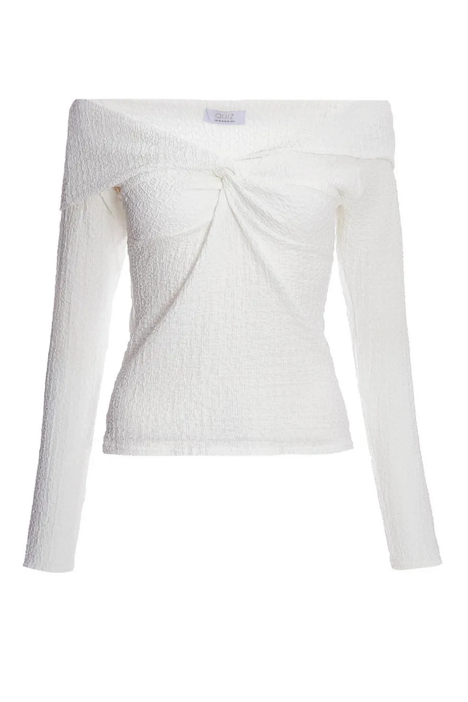 Quiz Cream Textured Bardot Top