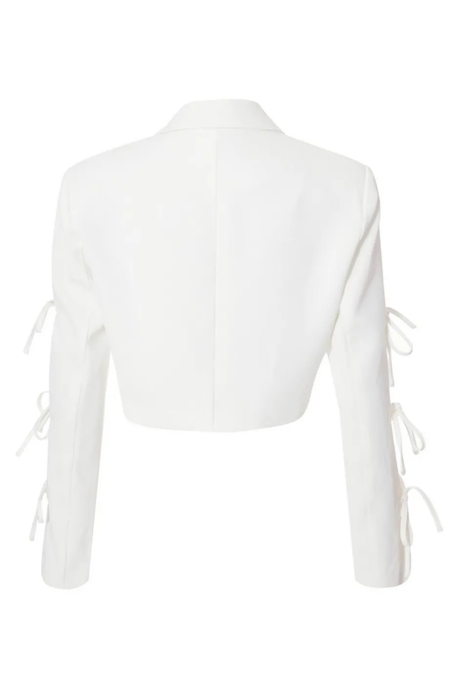 Quiz Tie Sleeve Cropped Blazer Cream New