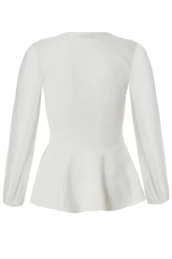 Quiz Cream Wrap Front Buckle Top Hot