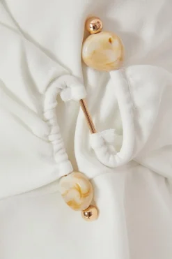 Quiz Cream Wrap Front Buckle Top Hot