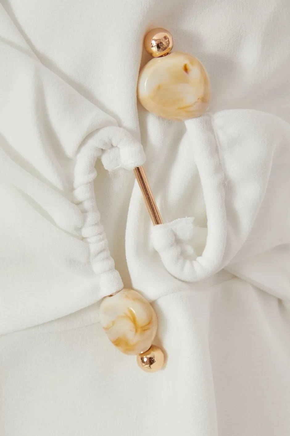 Quiz Cream Wrap Front Buckle Top Hot