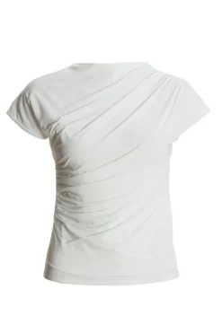 Quiz Cream Wrap High Neck Top New