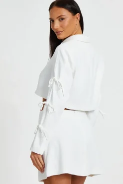 Quiz Cream Wrap Mini Skirt Outlet