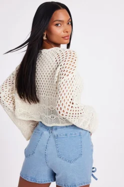 Quiz Crochet Long Sleeve Top Clearance